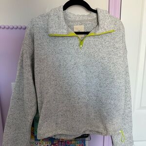 Thread & Supply Light Gray Pullover with Neon Yellow Zip